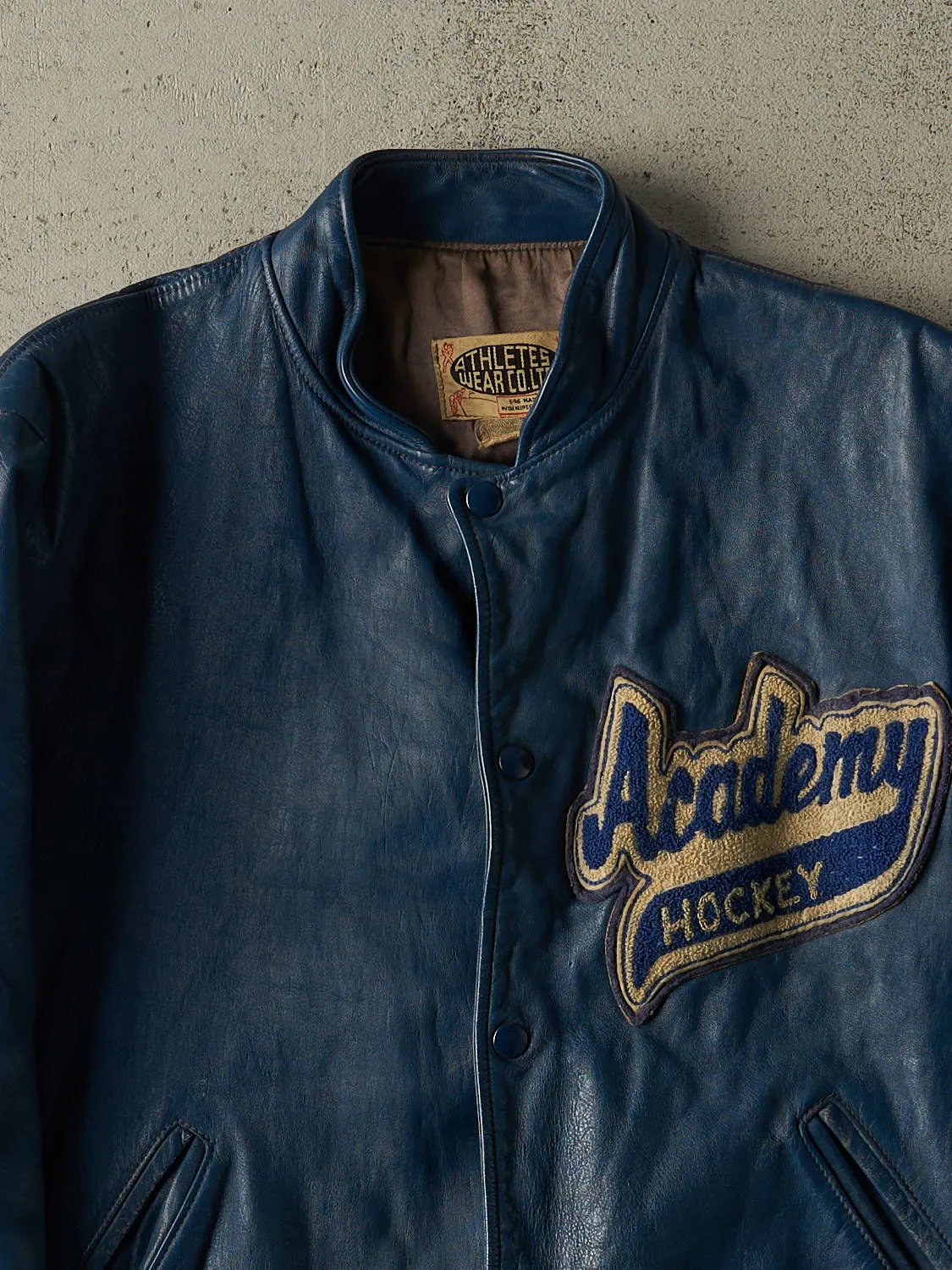 Vintage 80s Blue Embroidered Leather Jacket (M) sold by Rebalance Vintage product image thumbnail 2