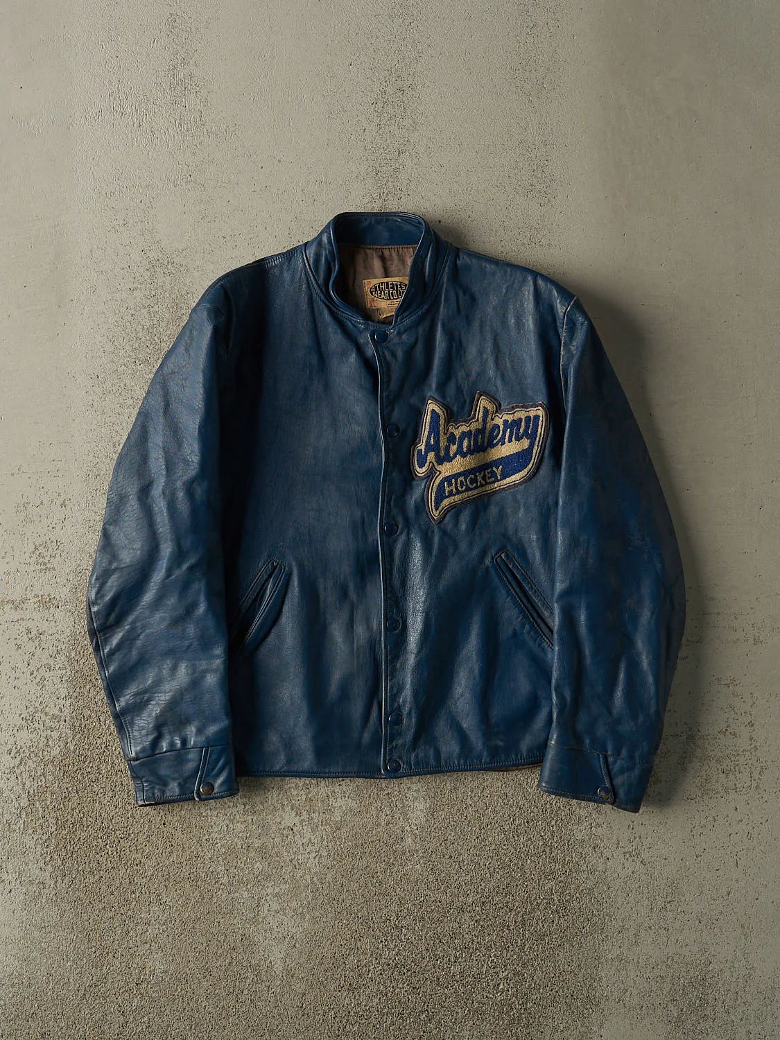 Vintage 80s Blue Embroidered Leather Jacket (M) sold by Rebalance Vintage