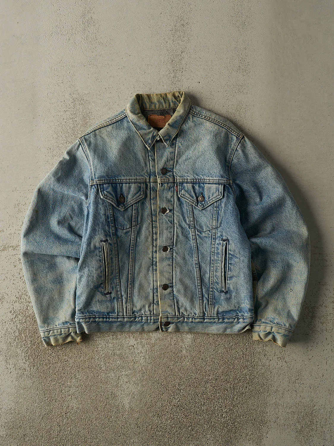 Vintage 80s Light Wash Levi's Blanket Lined Denim Jacket (S) sold by Rebalance Vintage