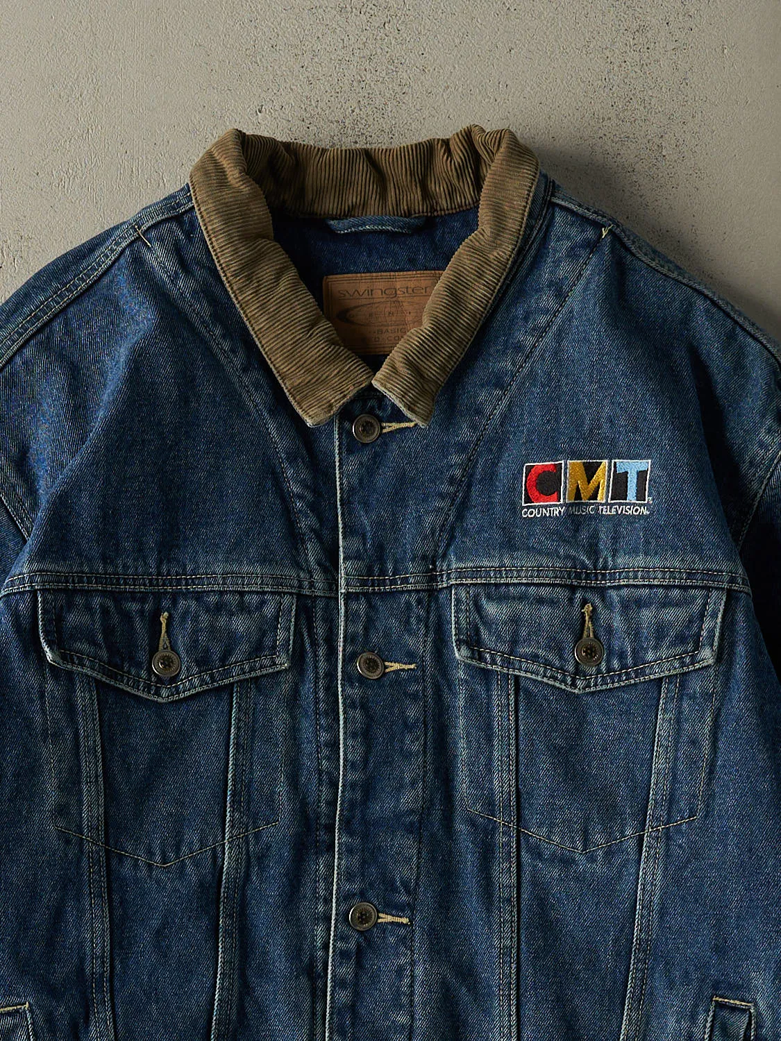 Vintage 90s Mid Wash Blanket Lined Embroidered Denim Jacket (XL) sold by Rebalance Vintage product image thumbnail 2