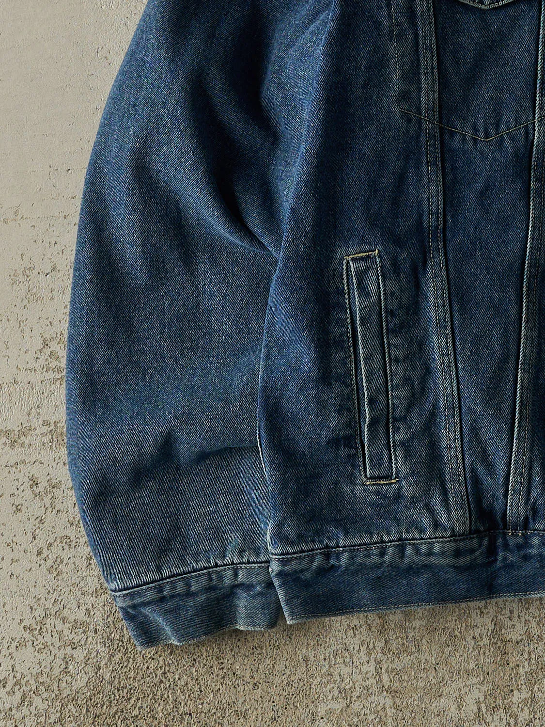 Vintage 90s Mid Wash Blanket Lined Embroidered Denim Jacket (XL) sold by Rebalance Vintage product image thumbnail 3