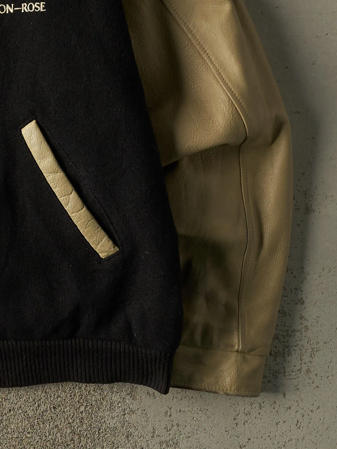 Vintage 90s Black Embroidered Varsity Jacket (L/XL) sold by Rebalance Vintage product image thumbnail 4