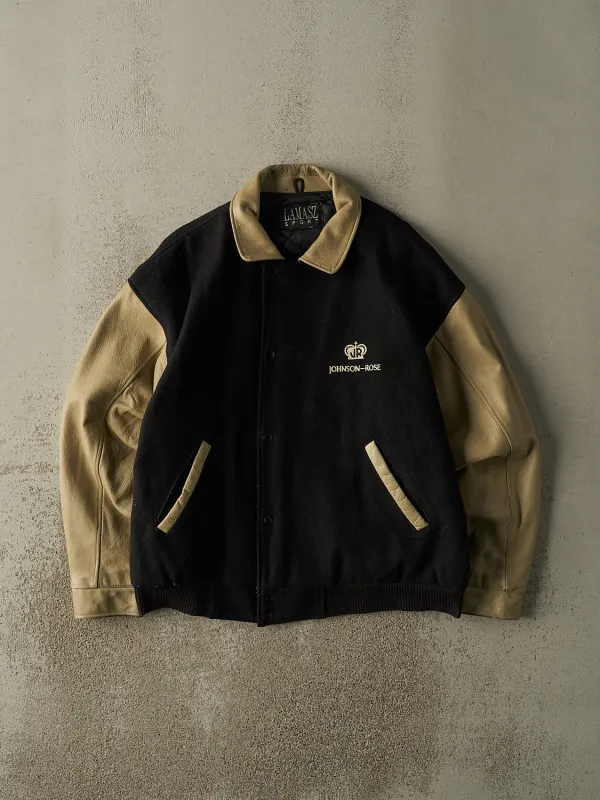 Vintage 90s Black Embroidered Varsity Jacket (L/XL) sold by Rebalance Vintage