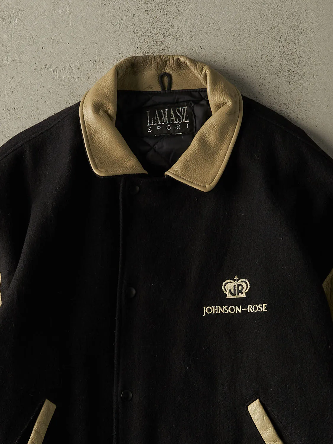 Vintage 90s Black Embroidered Varsity Jacket (L/XL) sold by Rebalance Vintage product image thumbnail 2