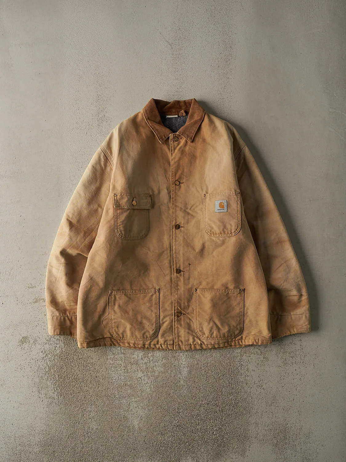 Vintage 90s Beige Carhartt Blanket Lined Chore Jacket (XXL) sold by Rebalance Vintage