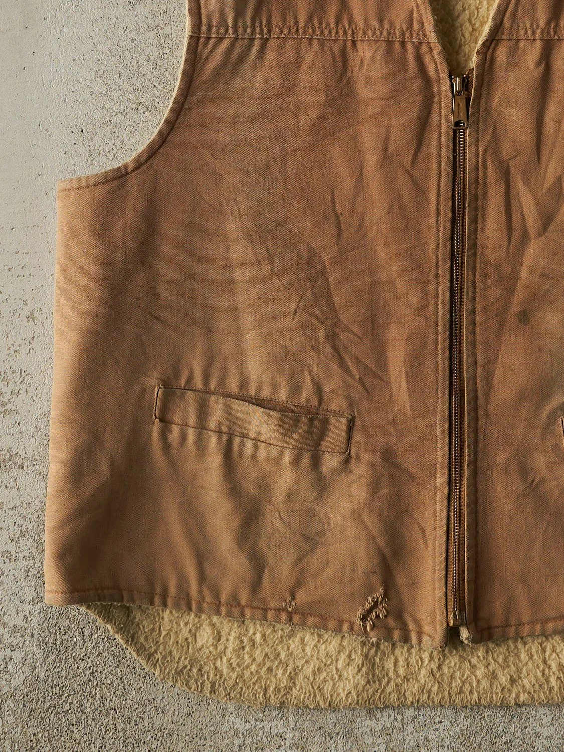 Vintage 80s Beige Carhartt Sherpa Lined Work Vest (XL/XXL) sold by Rebalance Vintage product image thumbnail 3