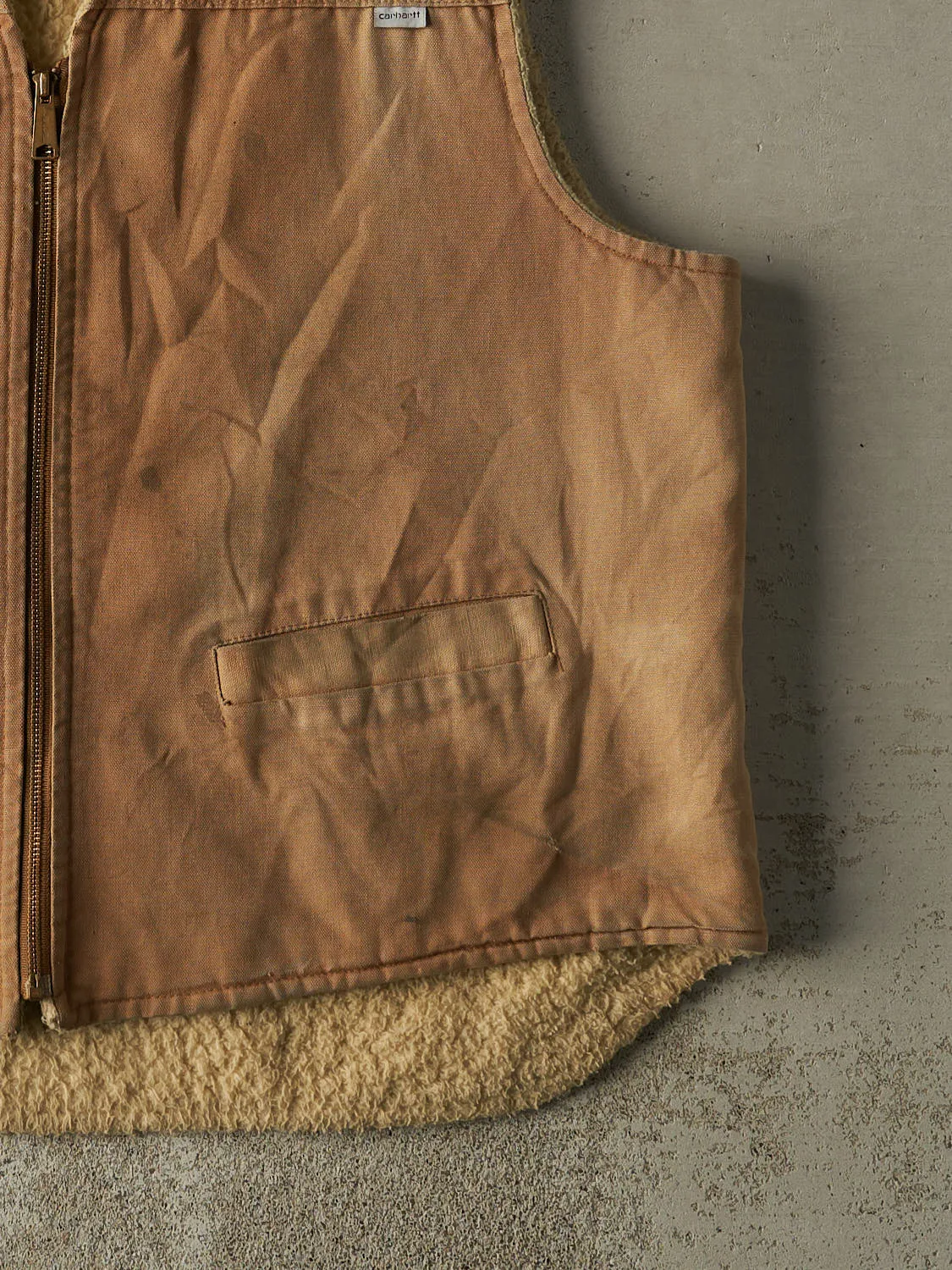 Vintage 80s Beige Carhartt Sherpa Lined Work Vest (XL/XXL) sold by Rebalance Vintage product image thumbnail 4