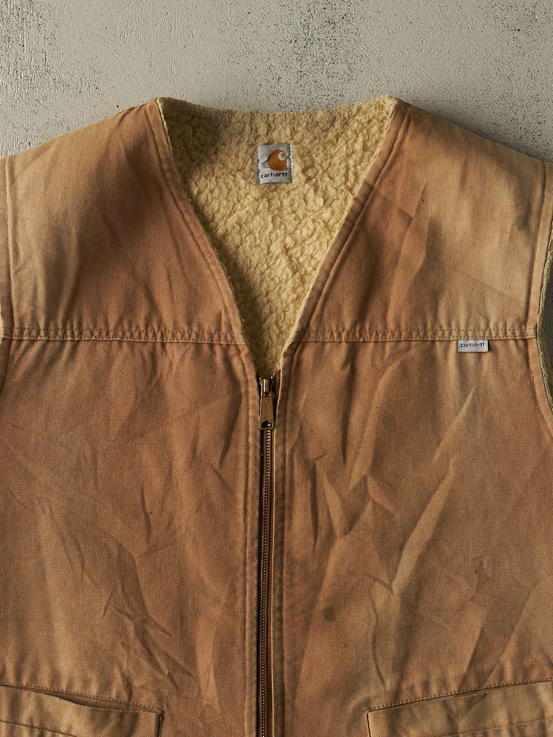Vintage 80s Beige Carhartt Sherpa Lined Work Vest (XL/XXL) sold by Rebalance Vintage product image thumbnail 2