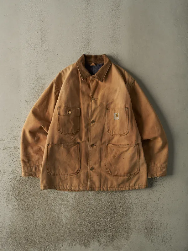 Vintage 80s Beige Carhartt Blanket Lined Chore Jacket (L/XL) sold by Rebalance Vintage