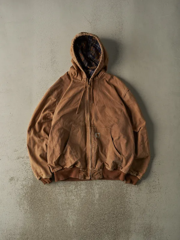Vintage 90s Camel Carhartt Flannel Lined Hooded Active Jacket (XL) sold by Rebalance Vintage