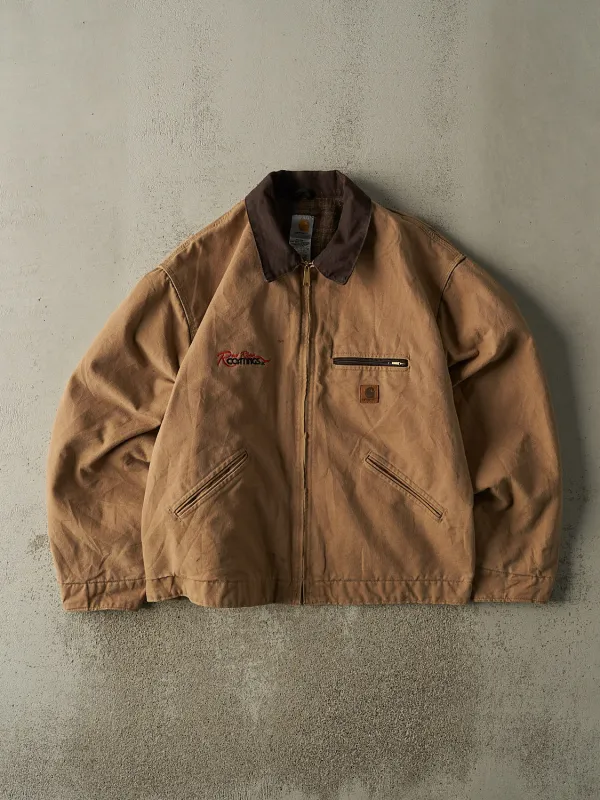 Vintage Y2K Beige Carhartt Embroidered Blanket Lined Detroit Jacket (XXL) sold by Rebalance Vintage