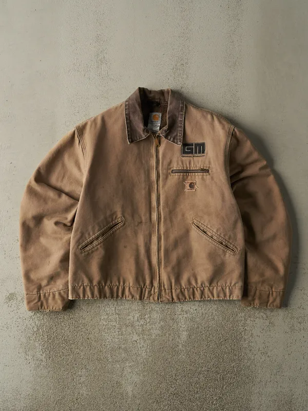 Vintage 90s Beige Carhartt Blanket Lined Embroidered Detroit Jacket (M/L) sold by Rebalance Vintage