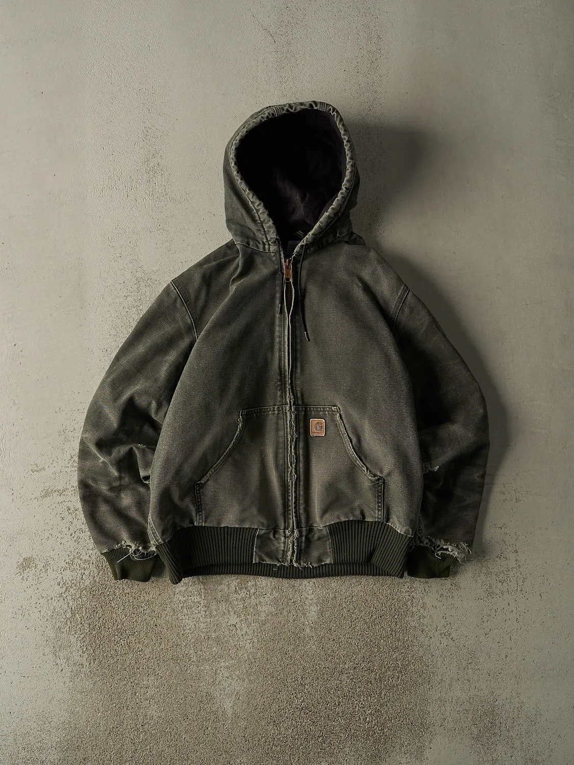 Vintage 90s Washed Green Carhartt Hooded Active Jacket (M) sold by Rebalance Vintage