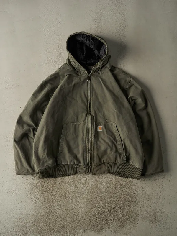 Vintage Y2K Washed Green Carhartt Hooded Jacket (XXXXL) sold by Rebalance Vintage