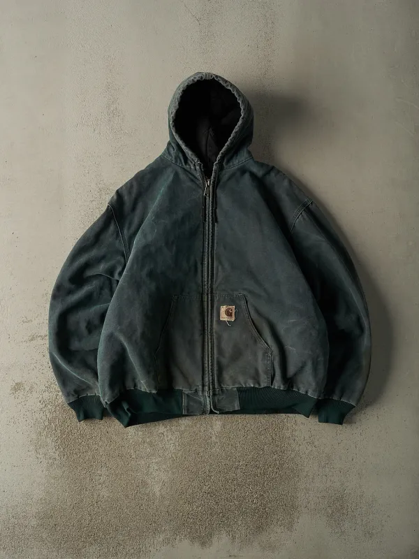 Vintage 90s Washed Green Carhartt Hooded Active Jacket (XL/XXL) made by Rebalance Vintage
