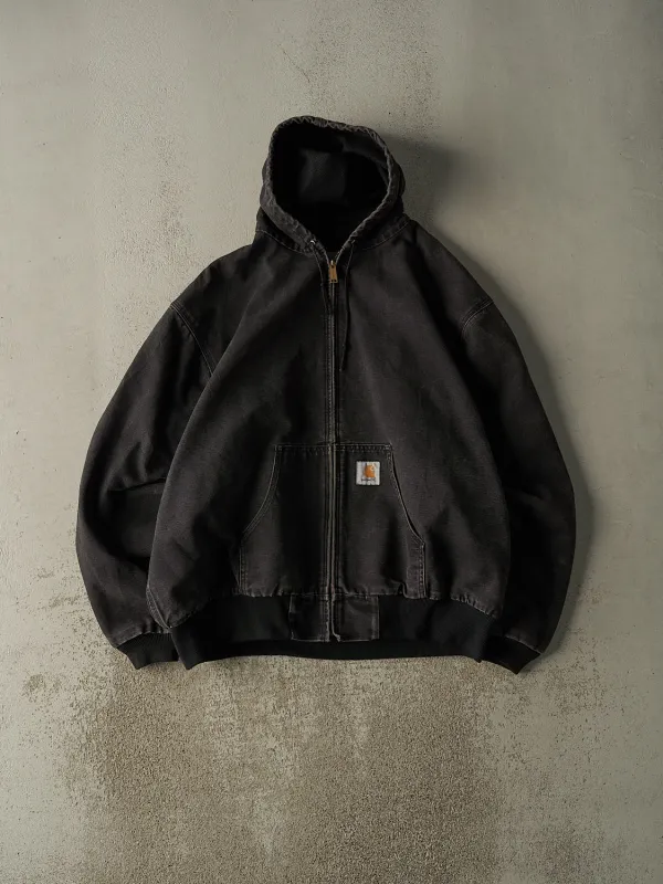 Vintage Y2K Sun Faded Black Carhartt Hooded Active Jacket (XL) sold by Rebalance Vintage