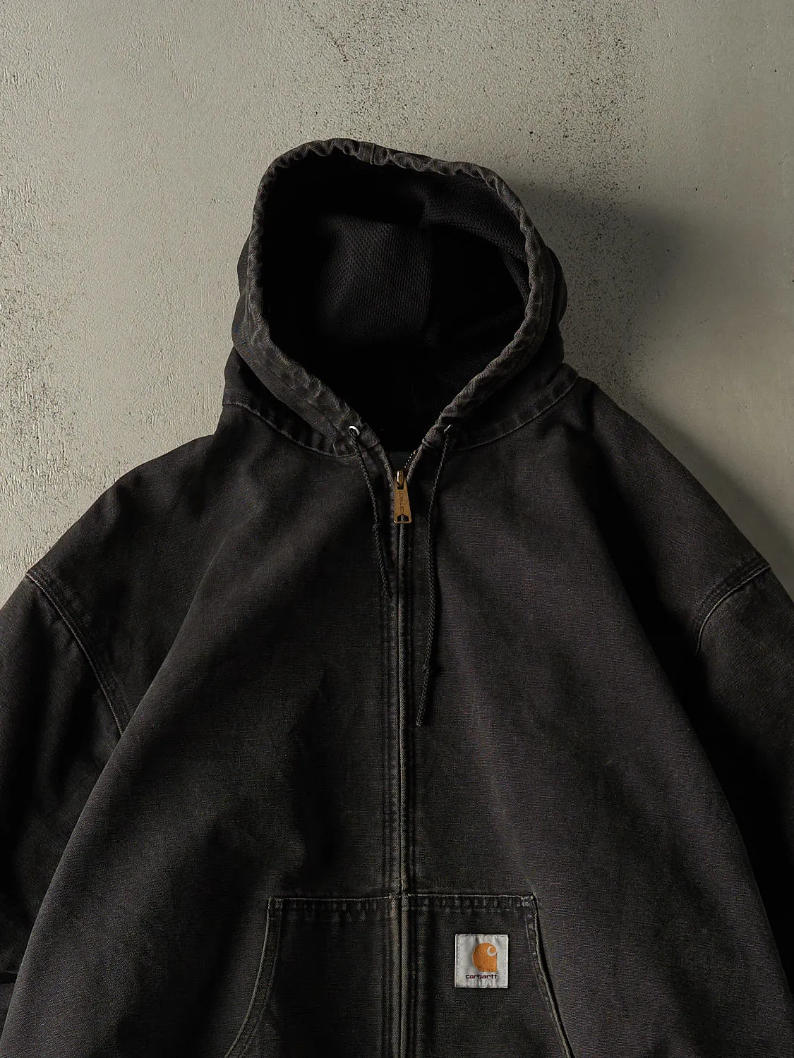 Vintage Y2K Sun Faded Black Carhartt Hooded Active Jacket (XL) sold by Rebalance Vintage product image thumbnail 2