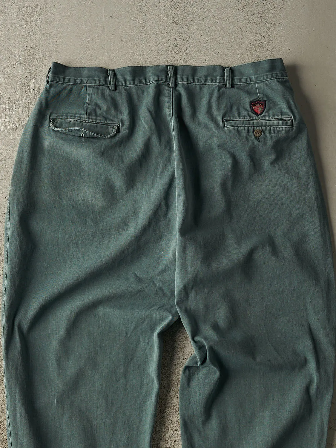 Vintage 90s Washed Green Polo Pleated Pants (36x31.5) sold by Rebalance Vintage product image thumbnail 4