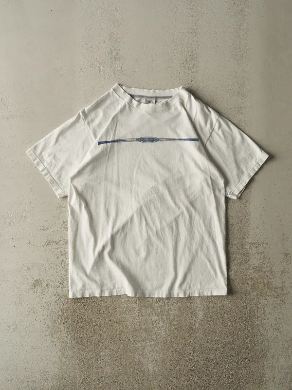 Vintage 90s White New Balance Logo Tee (L) made by Rebalance Vintage