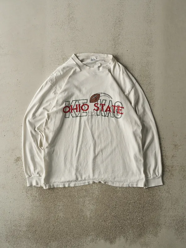 Vintage 92' White Ohio State Football Long Sleeve (L/XL) sold by Rebalance Vintage