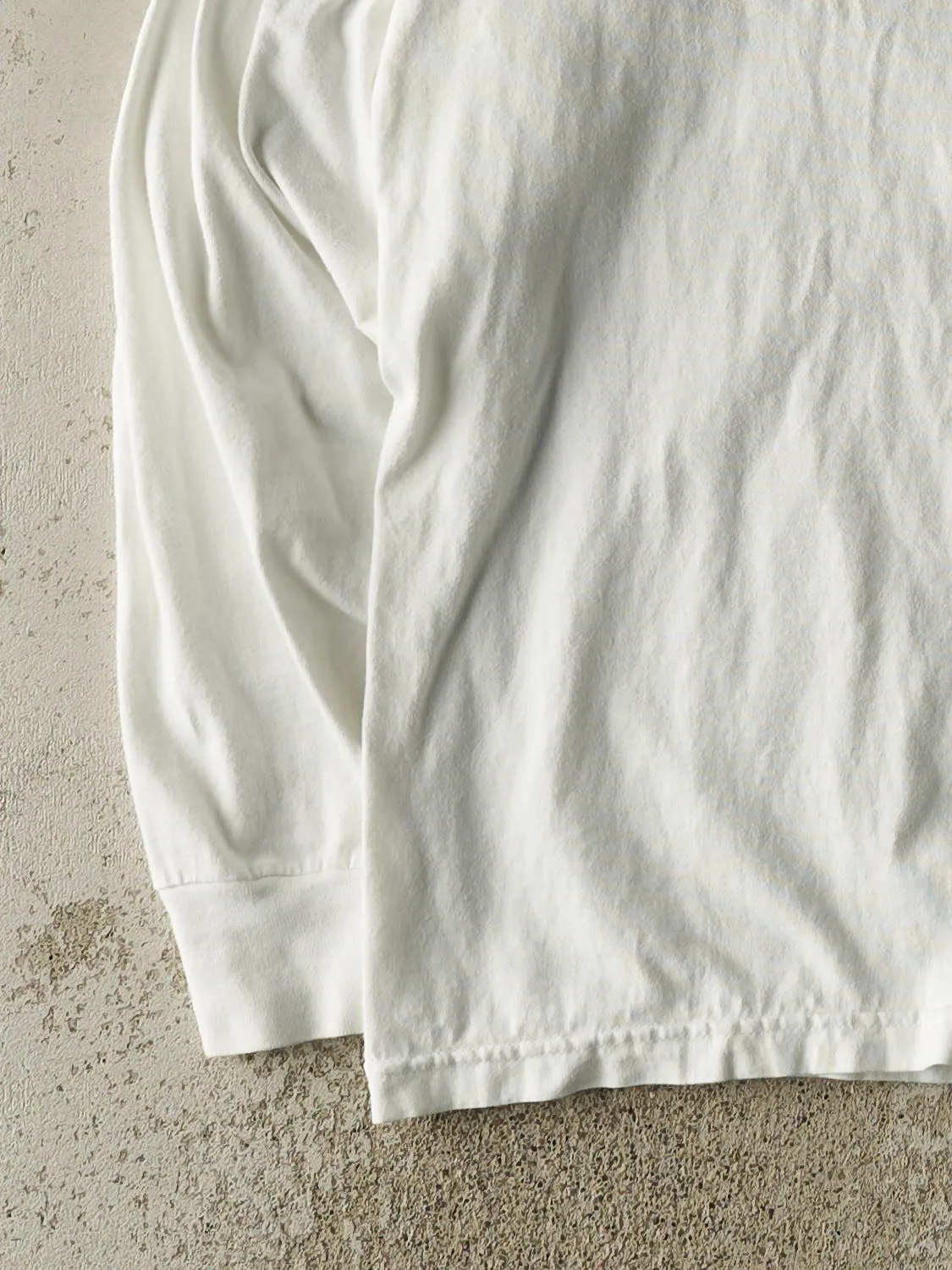 Vintage 90s White Russell Athletic Blank Long Sleeve (L/XL) sold by Rebalance Vintage product image thumbnail 3