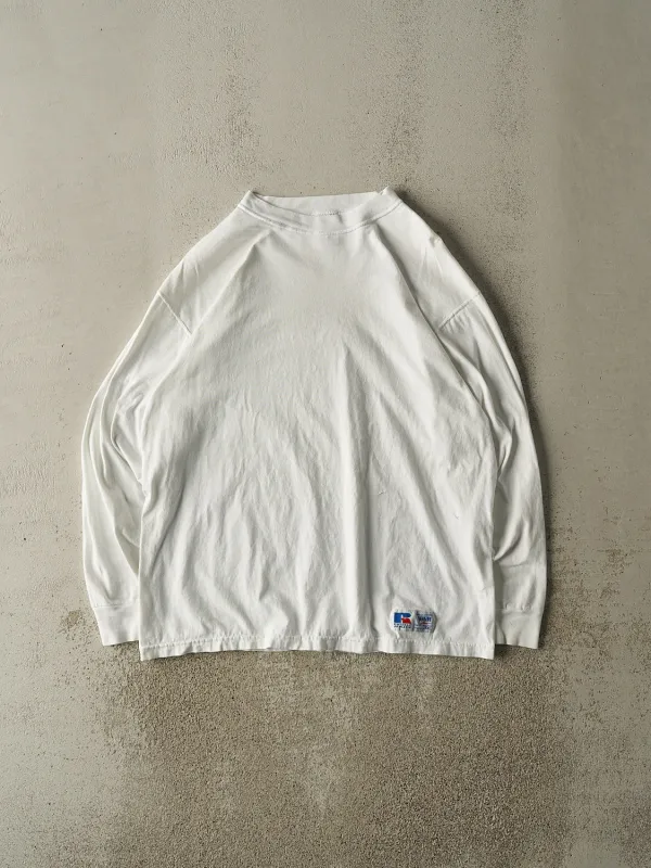 Vintage 90s White Russell Athletic Blank Long Sleeve (L/XL) sold by Rebalance Vintage