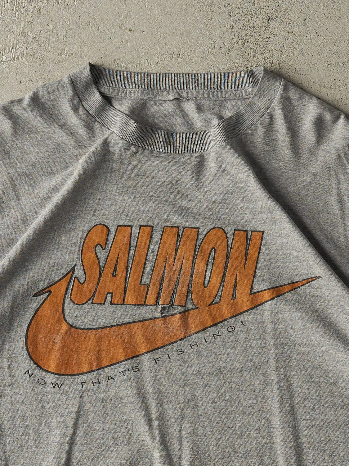 Vintage 90s Grey Fishing Salmon Slogan Tee (M/L) sold by Rebalance Vintage product image thumbnail 2