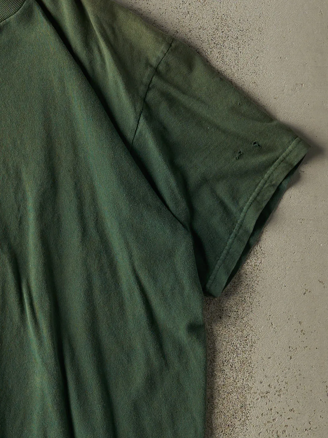 Vintage 90s Sun Faded Green Blank Tee (M/L) sold by Rebalance Vintage product image thumbnail 4