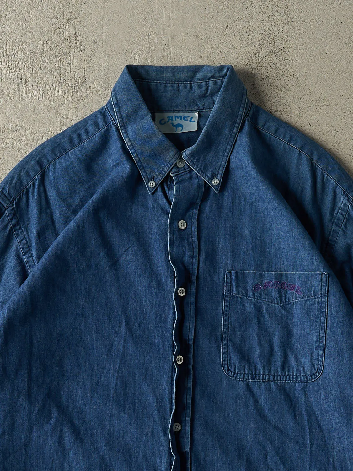 Vintage 90s Mid Wash Denim Camel Button Up Long Sleeve (XL/XXL) sold by Rebalance Vintage product image thumbnail 2