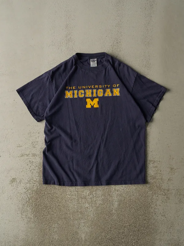 Vintage 90s Navy Blue University of Michigan Tee (L) sold by Rebalance Vintage