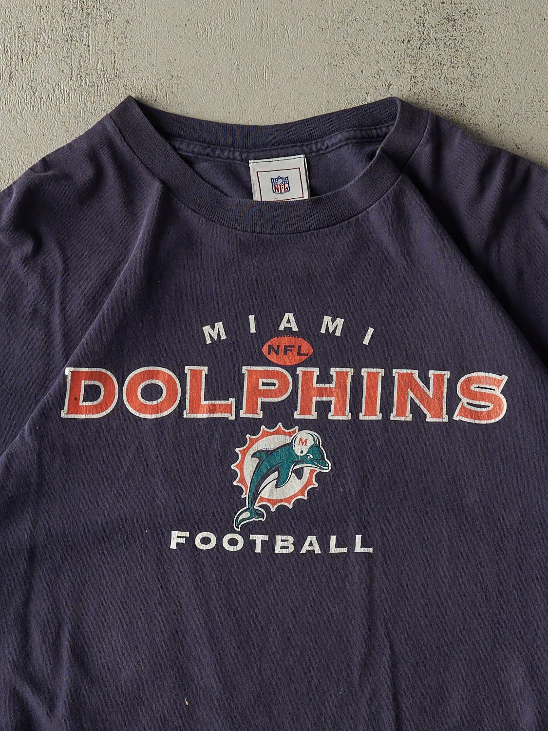 Vintage 90s Sun Faded Navy Miami Dolphins Tee (L/XL) sold by Rebalance Vintage product image thumbnail 2