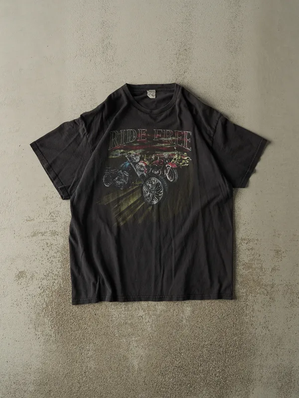 Vintage 90s Faded Black Ride Free Motorcycle Tee (L/XL) sold by Rebalance Vintage