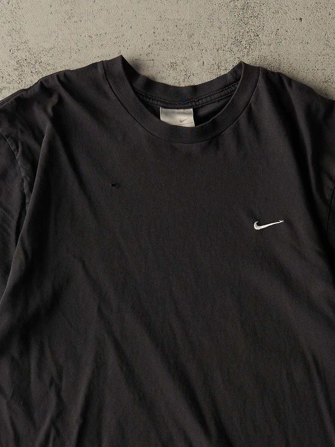 Vintage Y2K Faded Black Nike Embroidered Logo Tee (L/XL) sold by Rebalance Vintage product image thumbnail 2