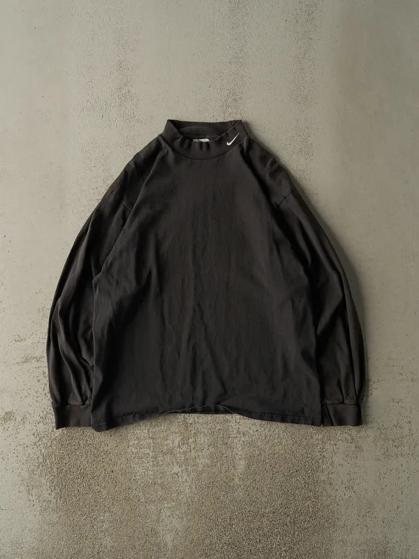 Vintage Y2K Faded Black Nike Embroidered Mock Neck Long Sleeve (L) sold by Rebalance Vintage