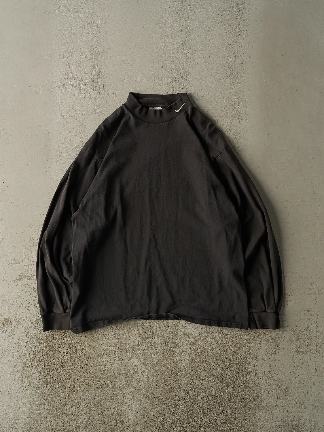 Vintage Y2K Faded Black Nike Embroidered Mock Neck Long Sleeve (L) sold by Rebalance Vintage