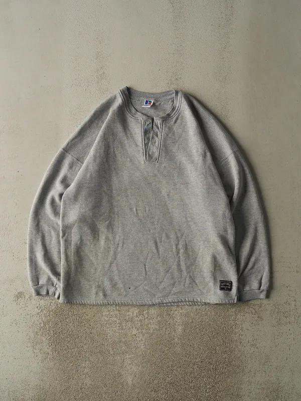 Vintage 90s Grey Russell Athletic Quarter Button Crewneck (XL/XXL) sold by Rebalance Vintage