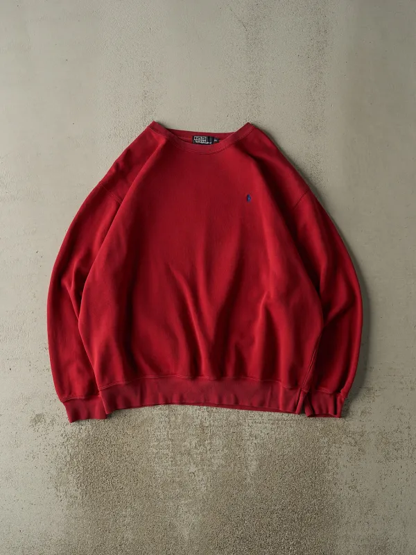 Vintage 90s Red Polo Embroidered Logo Crewneck (XXL) sold by Rebalance Vintage