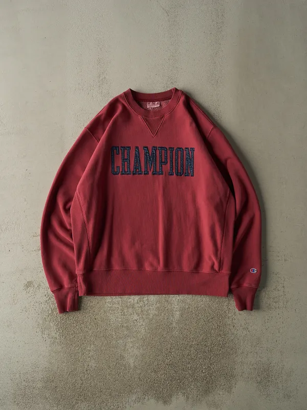 Vintage 90s Sun Faded Red Champion Embroidered Logo Crewneck (XXL/XXXL) sold by Rebalance Vintage