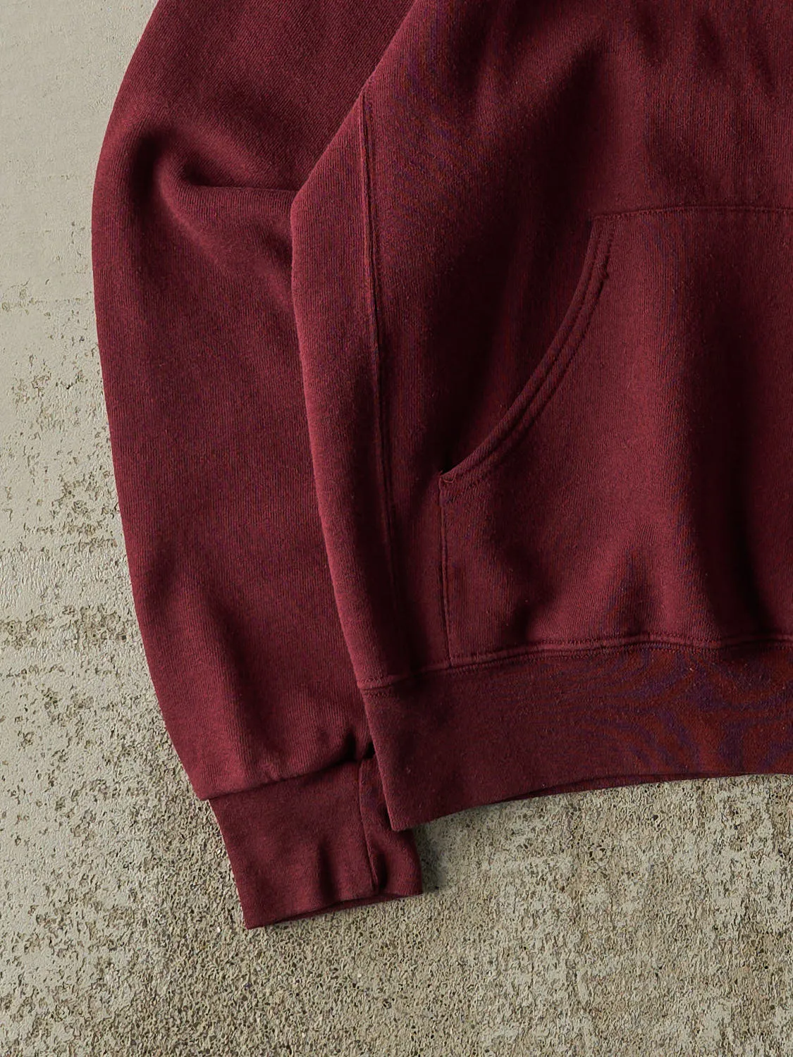 Vintage 90s Burgundy Russell Athletic Blank Hoodie (S) sold by Rebalance Vintage product image thumbnail 3
