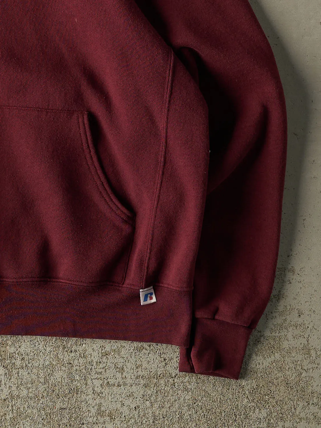 Vintage 90s Burgundy Russell Athletic Blank Hoodie (S) sold by Rebalance Vintage product image thumbnail 4