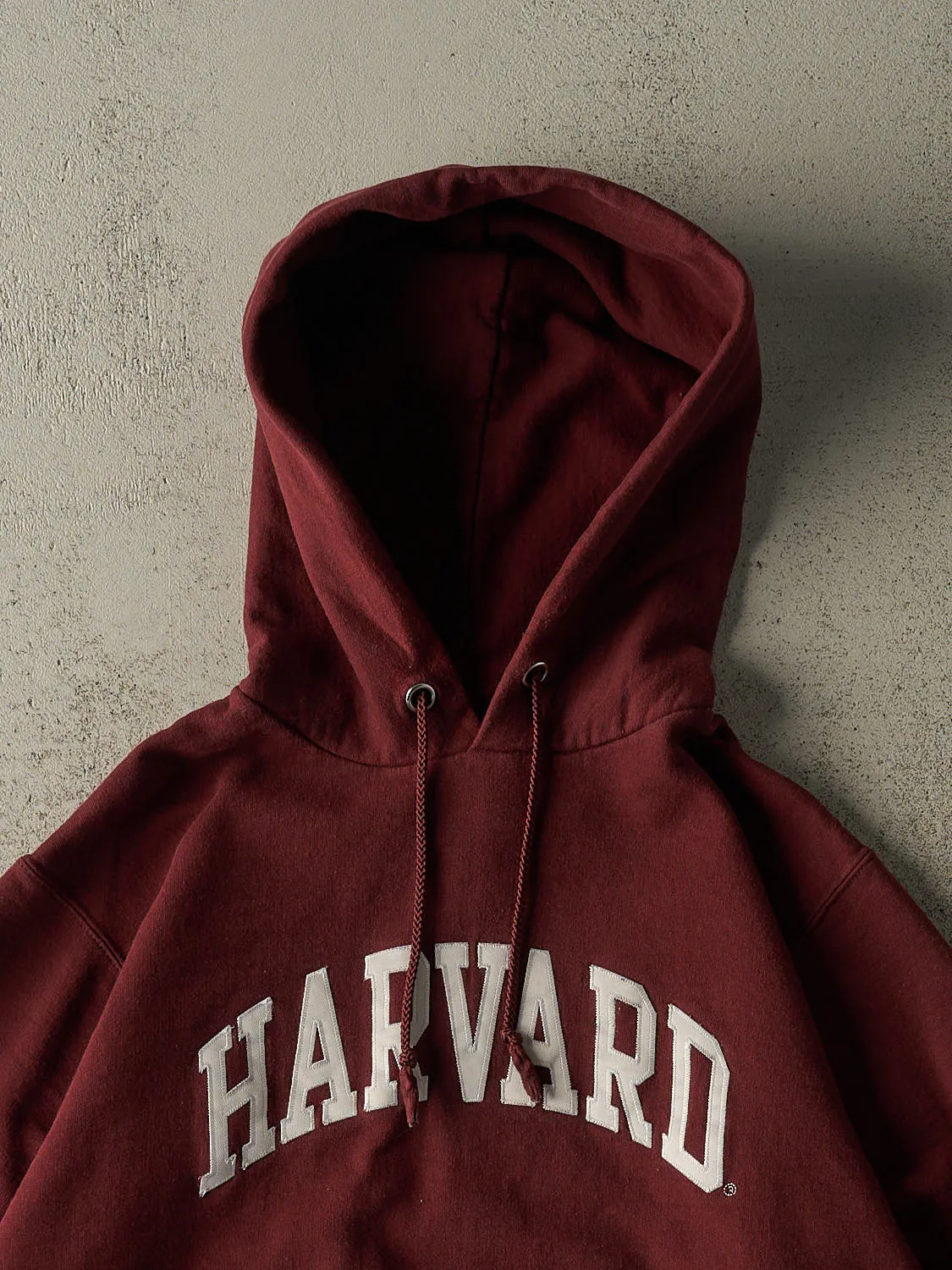 Vintage Y2K Burgundy Harvard University Champion Hoodie (S) sold by Rebalance Vintage product image thumbnail 2