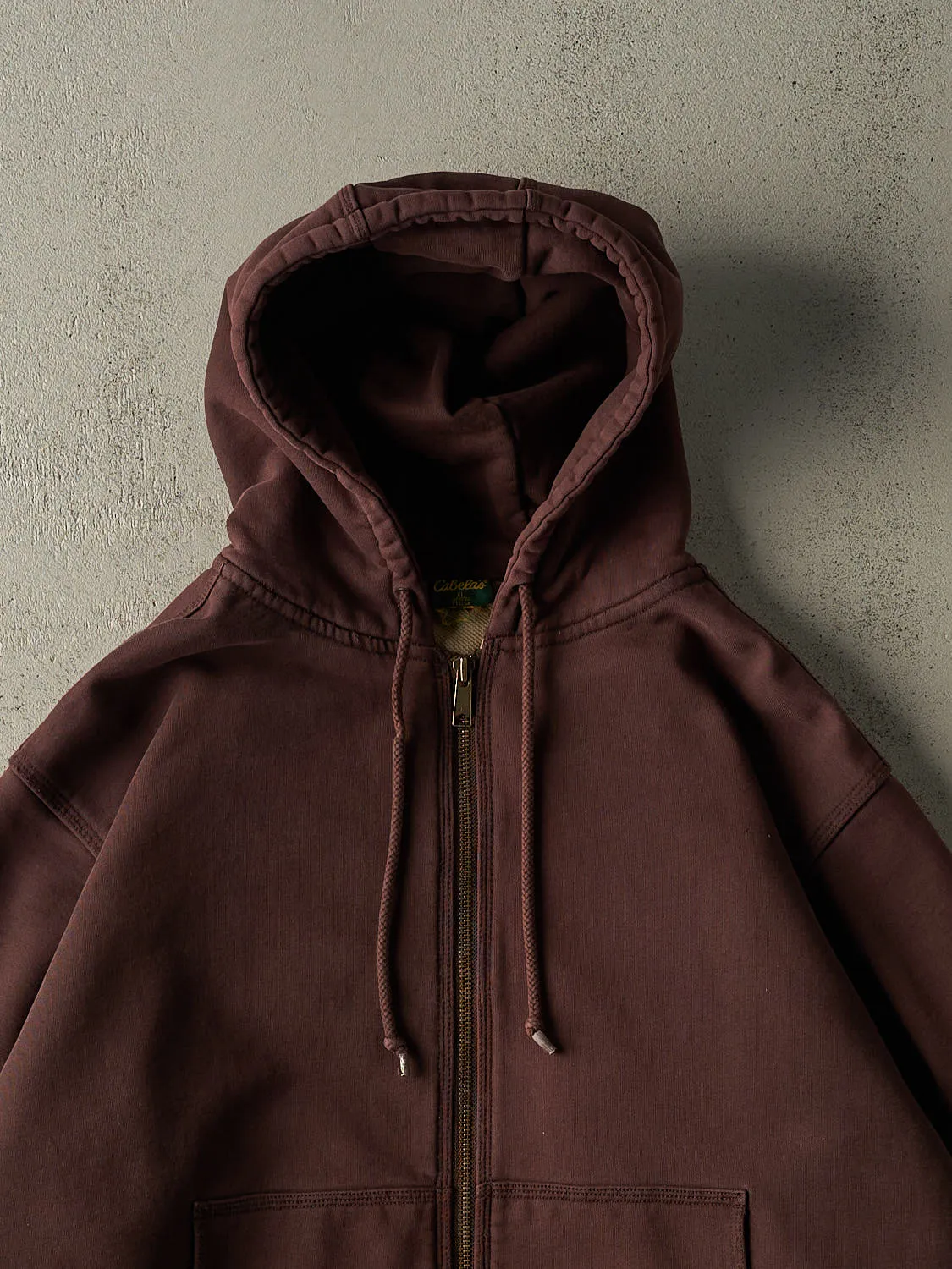 Vintage 90s Sun Faded Brown Cabela's Heavyweight Lined Zip Up Hoodie (XL) sold by Rebalance Vintage product image thumbnail 2
