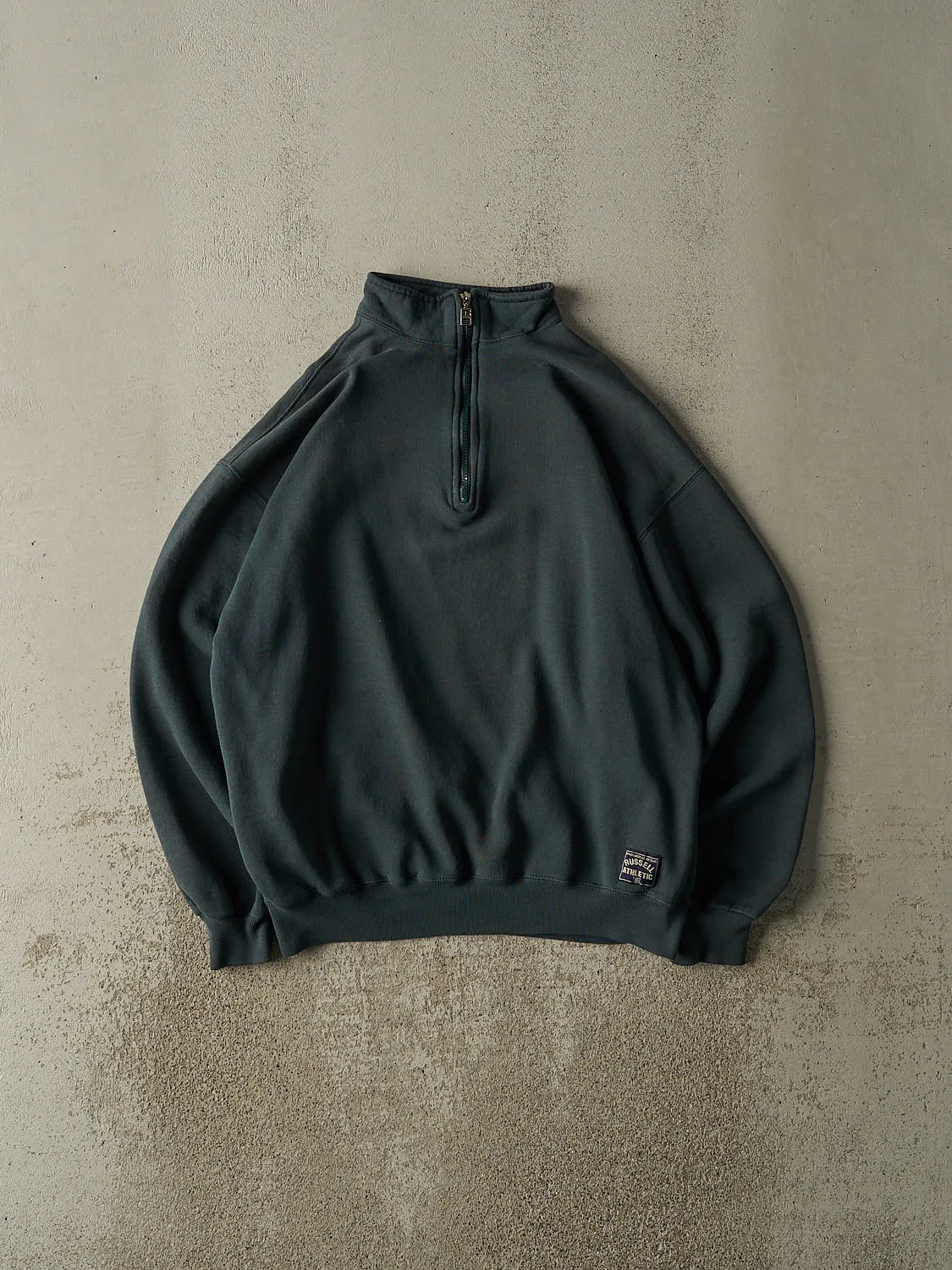 Vintage 90s Green Russell Athletic Quarter Zip Pullover (L/XL) sold by Rebalance Vintage