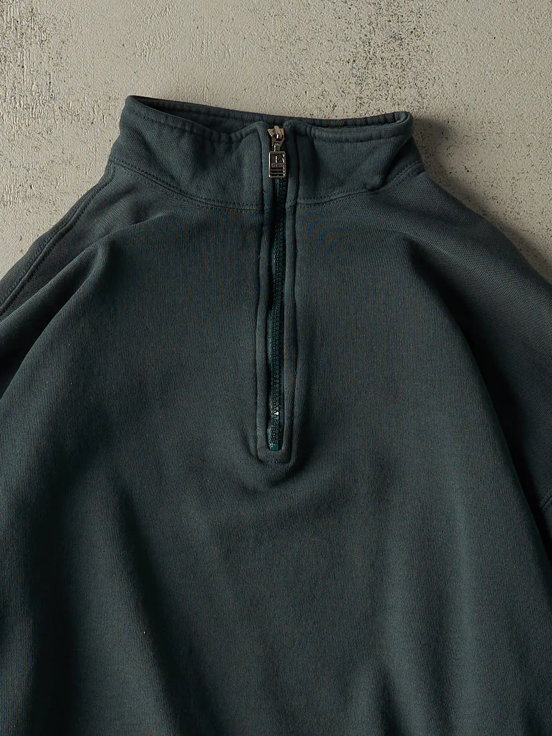 Vintage 90s Green Russell Athletic Quarter Zip Pullover (L/XL) sold by Rebalance Vintage product image thumbnail 2