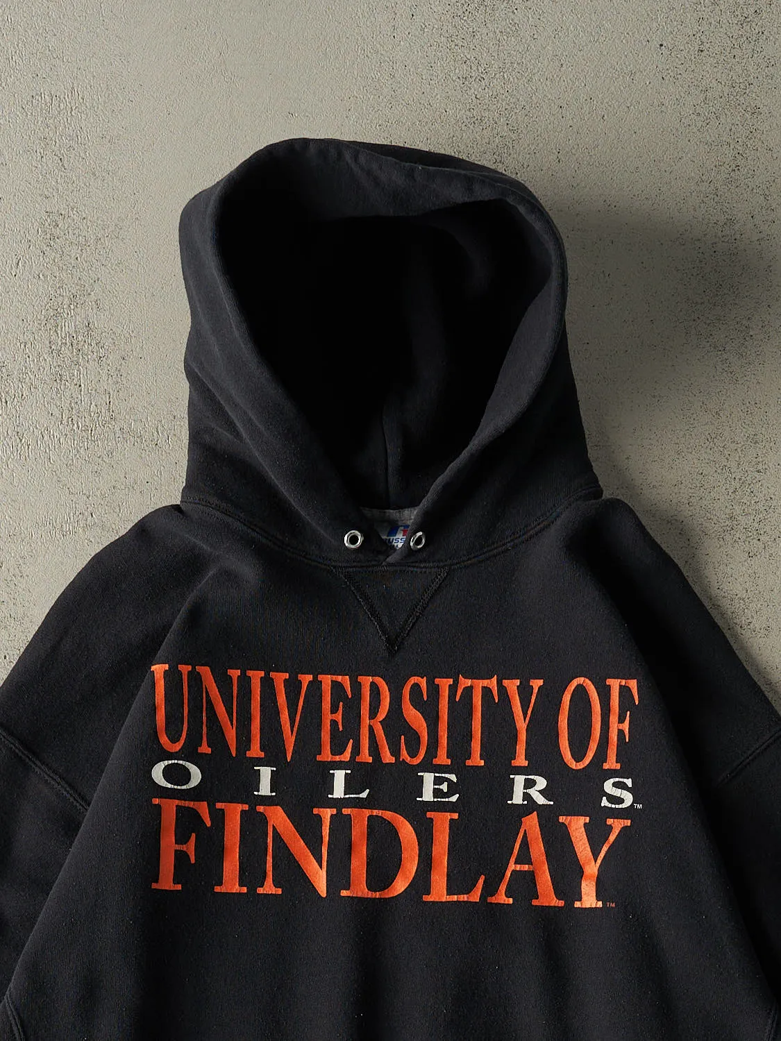 Vintage 90s Black Russell Athletic University of Findlay Hoodie (XL) sold by Rebalance Vintage product image thumbnail 2