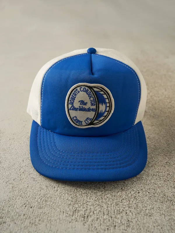 Vintage 80s Blue & White Roberts Conductor Cable Foam Trucker (O/S) sold by Rebalance Vintage
