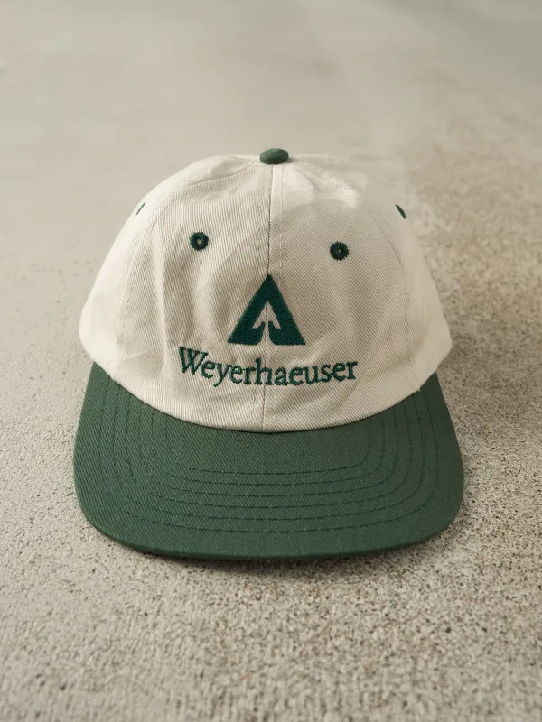 Vintage 90s Beige & Green Embroidered Strapback (O/S) made by Rebalance Vintage