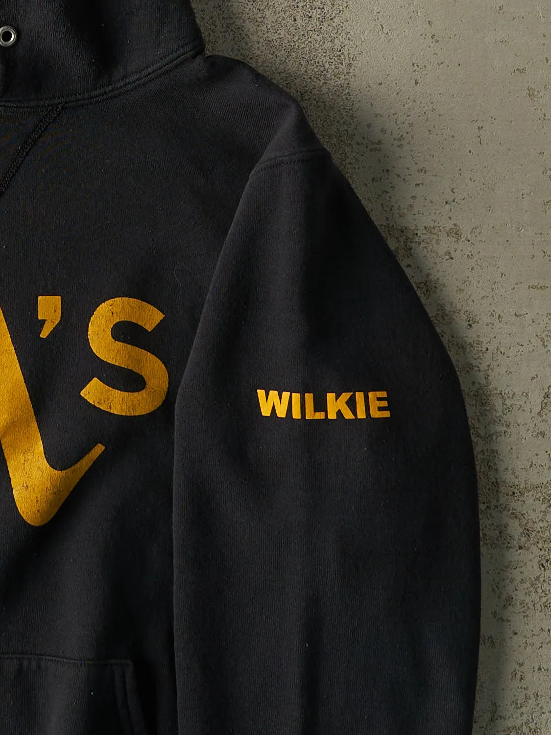 Vintage Y2K Black Russell Athletic Varsity Hoodie (XS/S) sold by Rebalance Vintage product image thumbnail 4