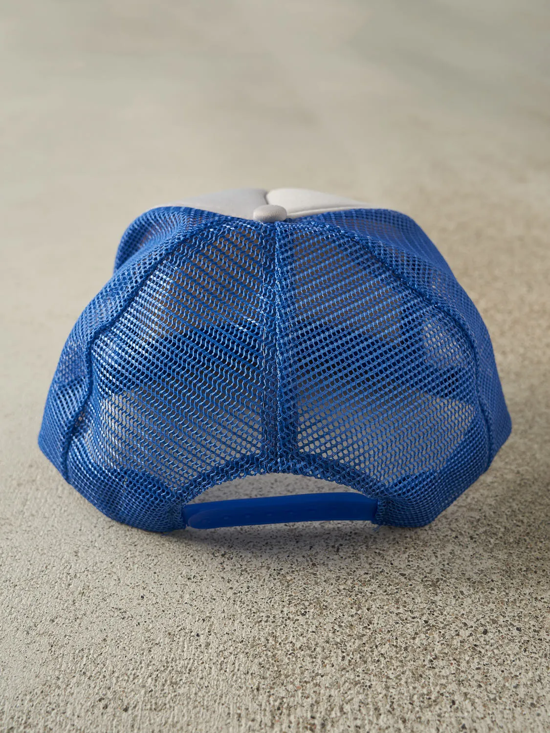 Vintage 87' Grey & Blue Abbotsford Foam Trucker Hat (O/S) sold by Rebalance Vintage product image thumbnail 4