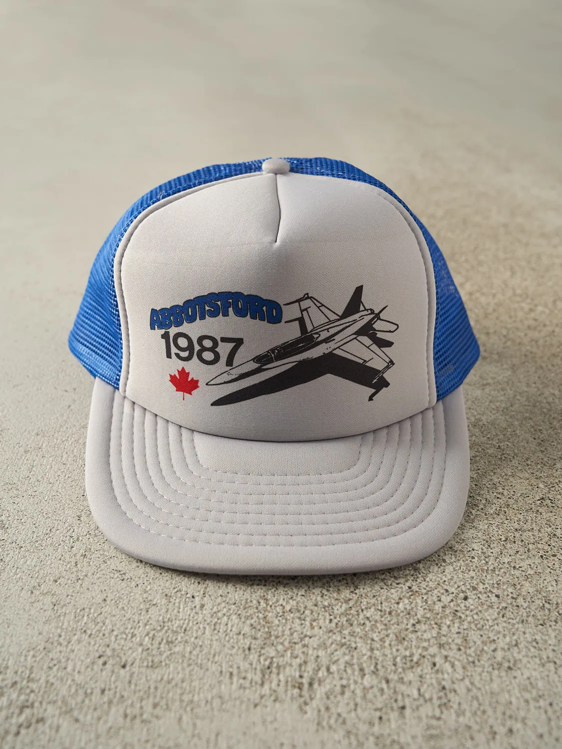 Vintage 87' Grey & Blue Abbotsford Foam Trucker Hat (O/S) sold by Rebalance Vintage